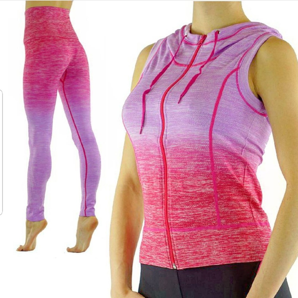 NWT Seamless High Waist Yoga Dry-Fit Ombre compression Capri Leggings - Picture 6 of 7